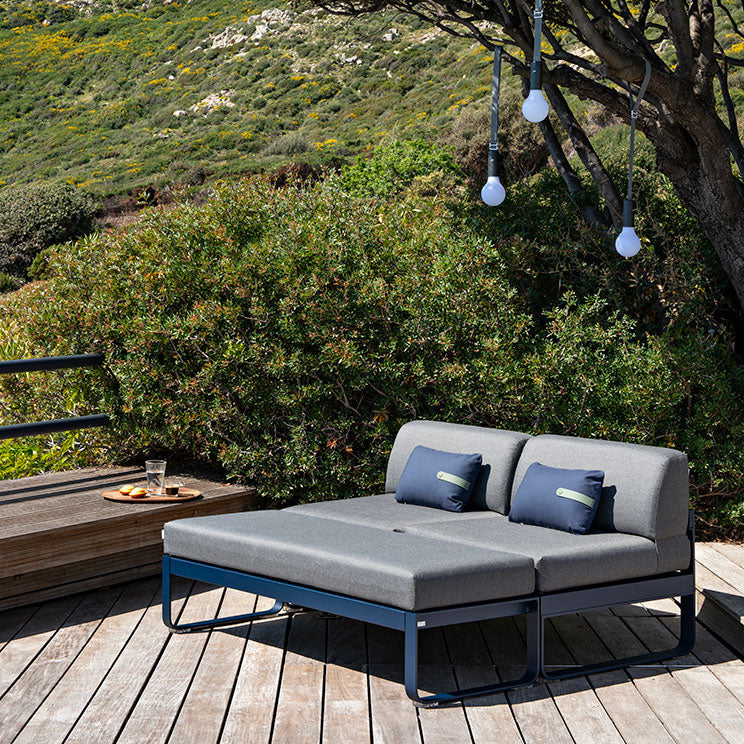 BELLEVIE 2-SEATER OTTOMAN-GREY TAUPE CUSHION