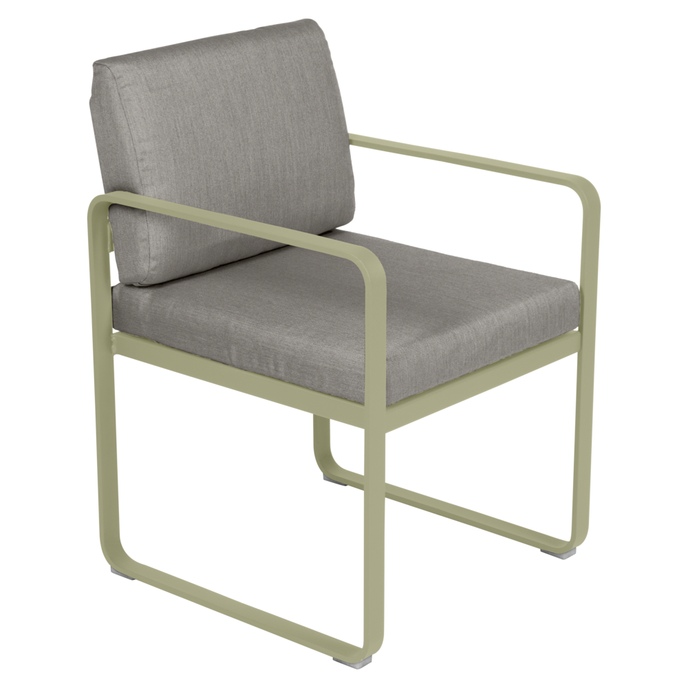 BELLEVIE DINING ARMCHAIR-GREY TAUPE CUSHION