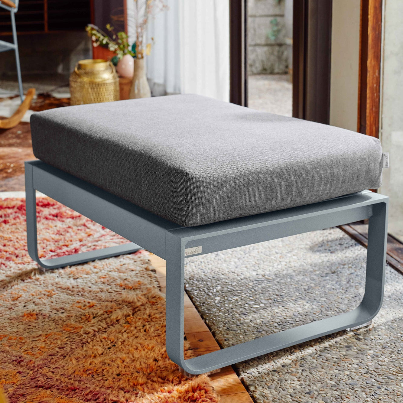 BELLEVIE 1-SEATER OTTOMAN-GREY TAUPE