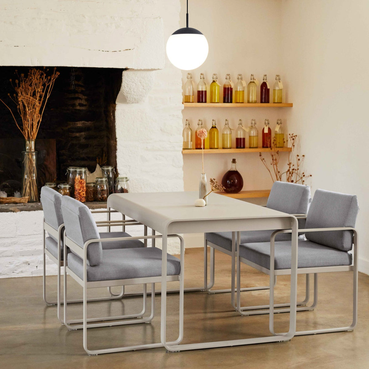 BELLEVIE DINING ARMCHAIR-GREY TAUPE CUSHION