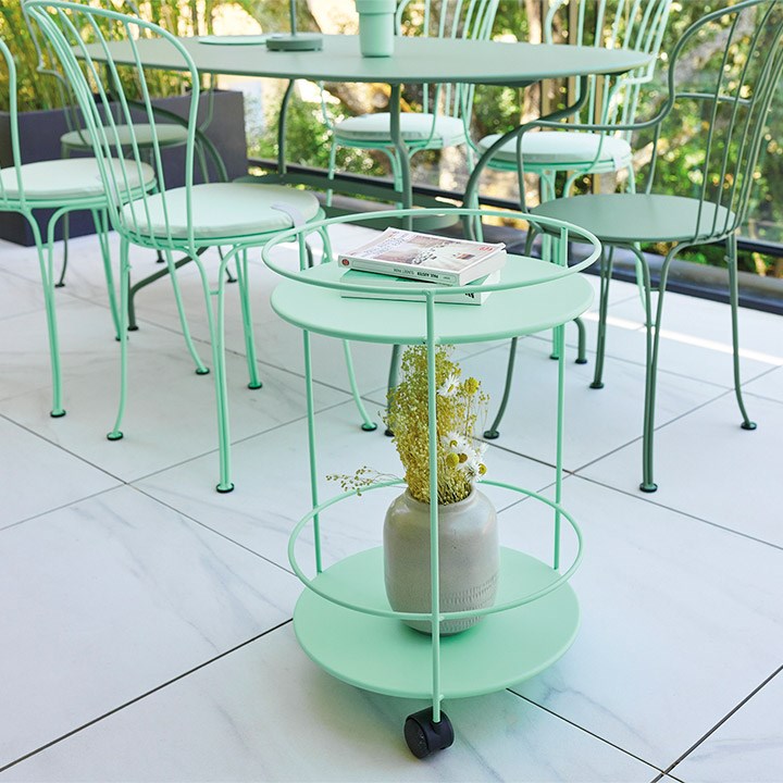 GUINGUETTE - DOUBLE SOLID TOP SIDE TABLE WITH WHEELS